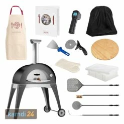 Alfa Forni Pizzaofen Ciao Grau + Abdeckhaube + Pizzaiolo-Set