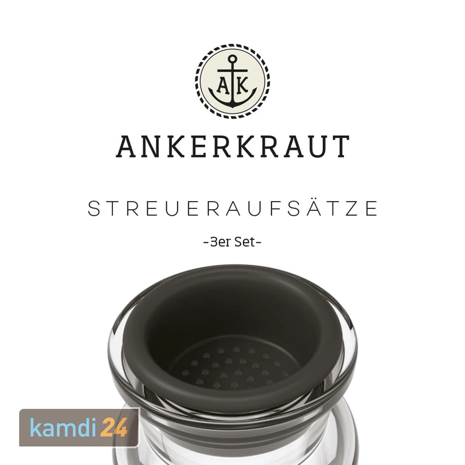 Ankerkraut Streueraufsätze Für Korkengläser 3er-Set 4 Ankerkraut Streueraufsätze Für Korkengläser 3er-Set – Bild 2