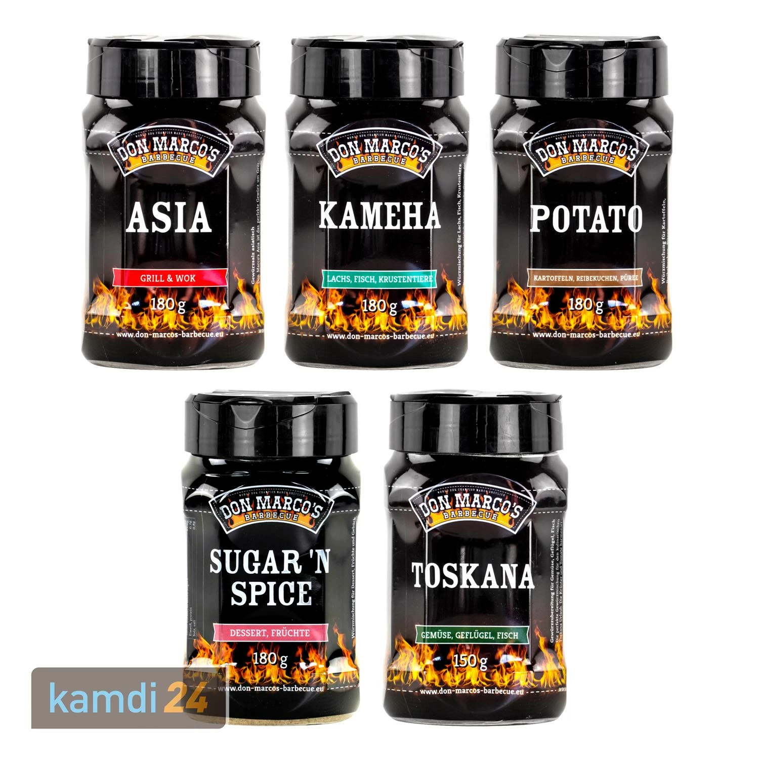 Don Marco´s Barbecue-Gewürz-Set: Asia, Kameha, Potato, Sugar´n Spice & Toskana 3 Don Marco´s Barbecue-Gewürz-Set: Asia, Kameha, Potato, Sugar´n Spice & Toskana