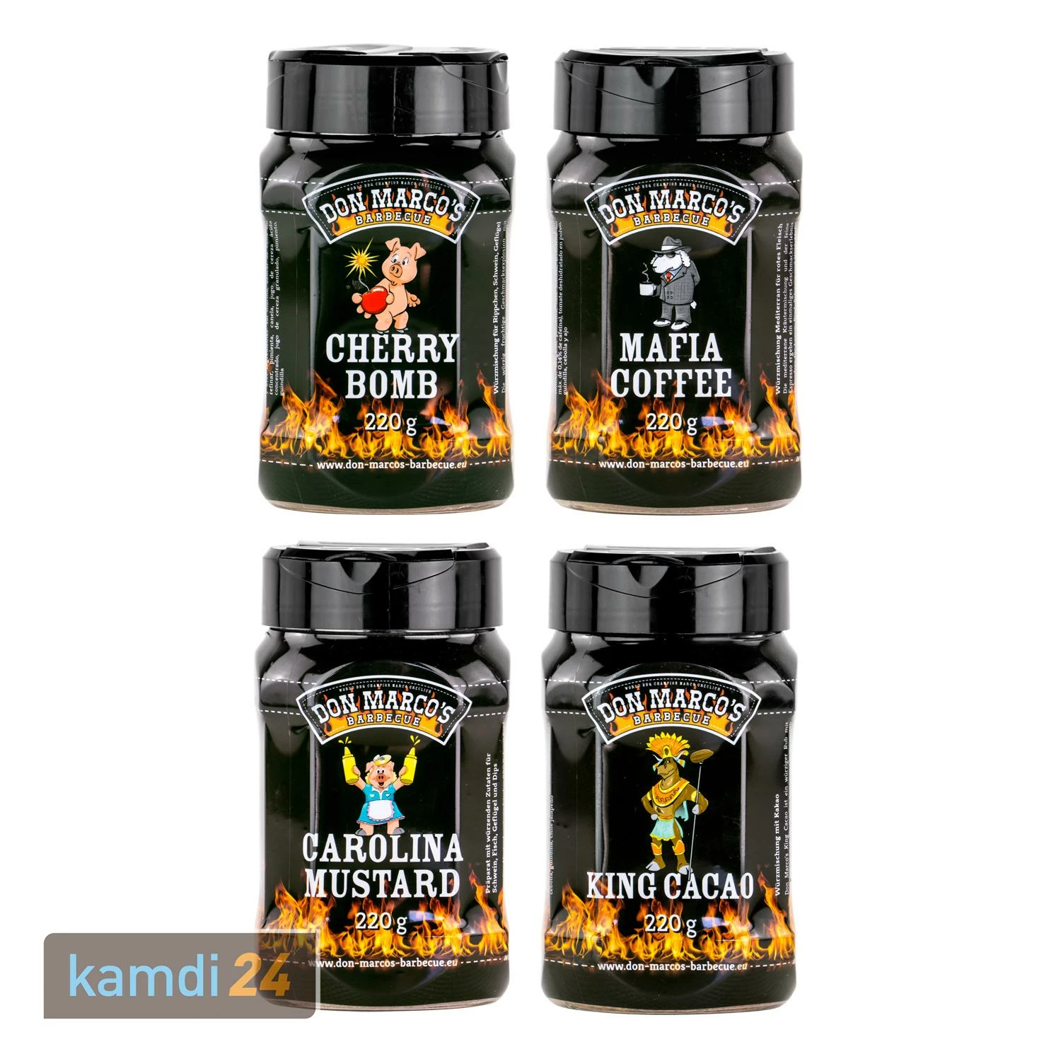 Don Marco´s Rub-Set: Cherry Bomb, Mafia Coffee, Carolina Mustard & King Cacao 3 Don Marco´s Rub-Set: Cherry Bomb, Mafia Coffee, Carolina Mustard & King Cacao