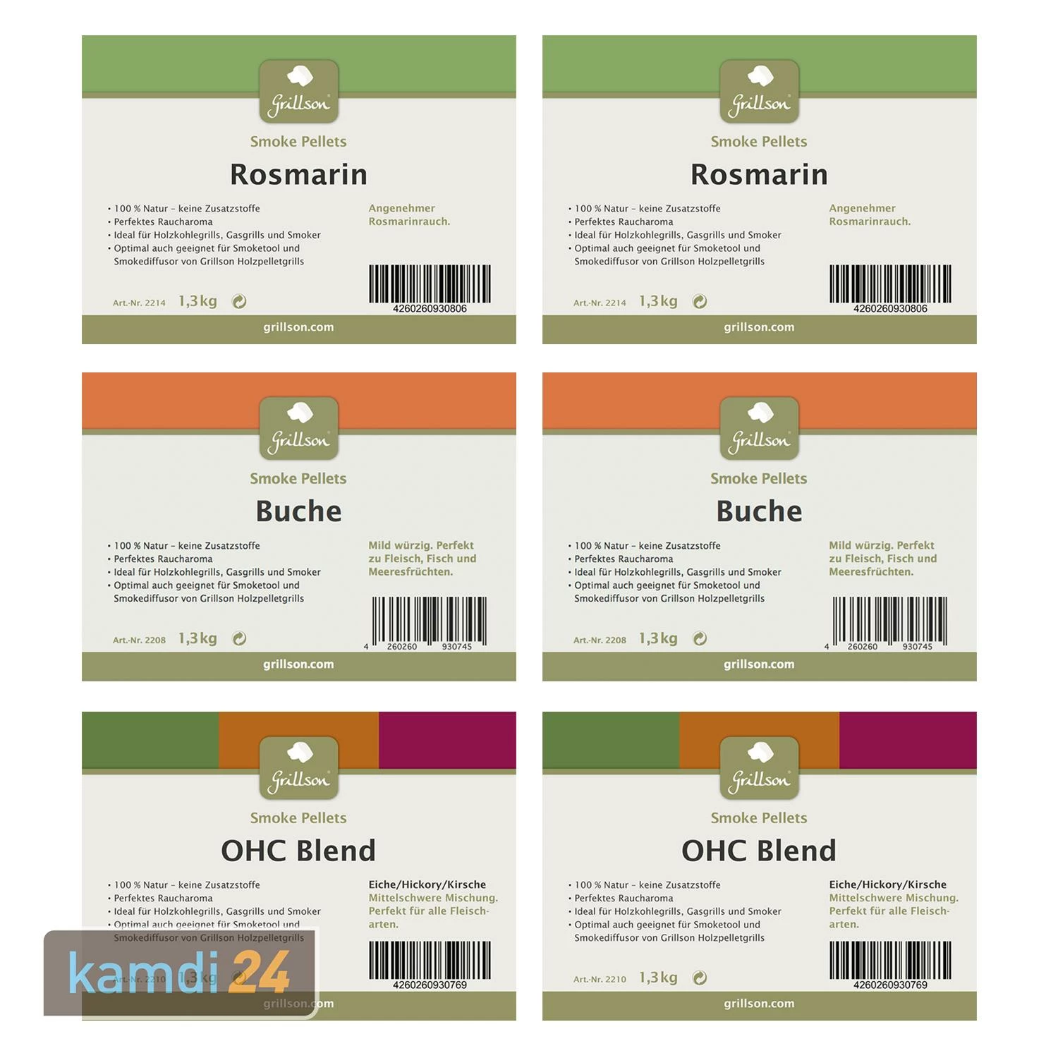 Grillson Smoke Pellets Set: 2x Rosmarin, 2x Buche, 2x Eiche/Hickory/Kirsche 4 Grillson Smoke Pellets Set: 2x Rosmarin, 2x Buche, 2x Eiche/Hickory/Kirsche – Bild 2