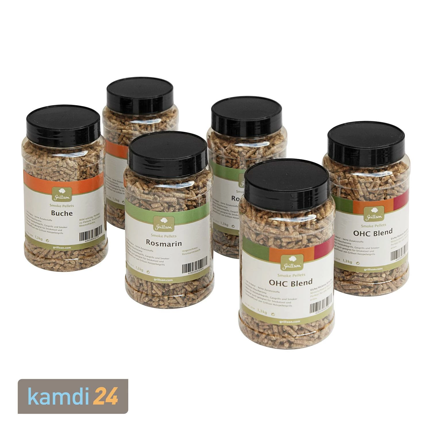 Grillson Smoke Pellets Set: 2x Rosmarin, 2x Buche, 2x Eiche/Hickory/Kirsche 3 Grillson Smoke Pellets Set: 2x Rosmarin, 2x Buche, 2x Eiche/Hickory/Kirsche