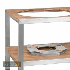 MONOLITH Grilltisch Aus Edelstahl Und Teakholz Für LeCHEF -Outdoorchef-ausverkauf monolith grilltisch aus edelstahl und teakholz fuer lechef m 1