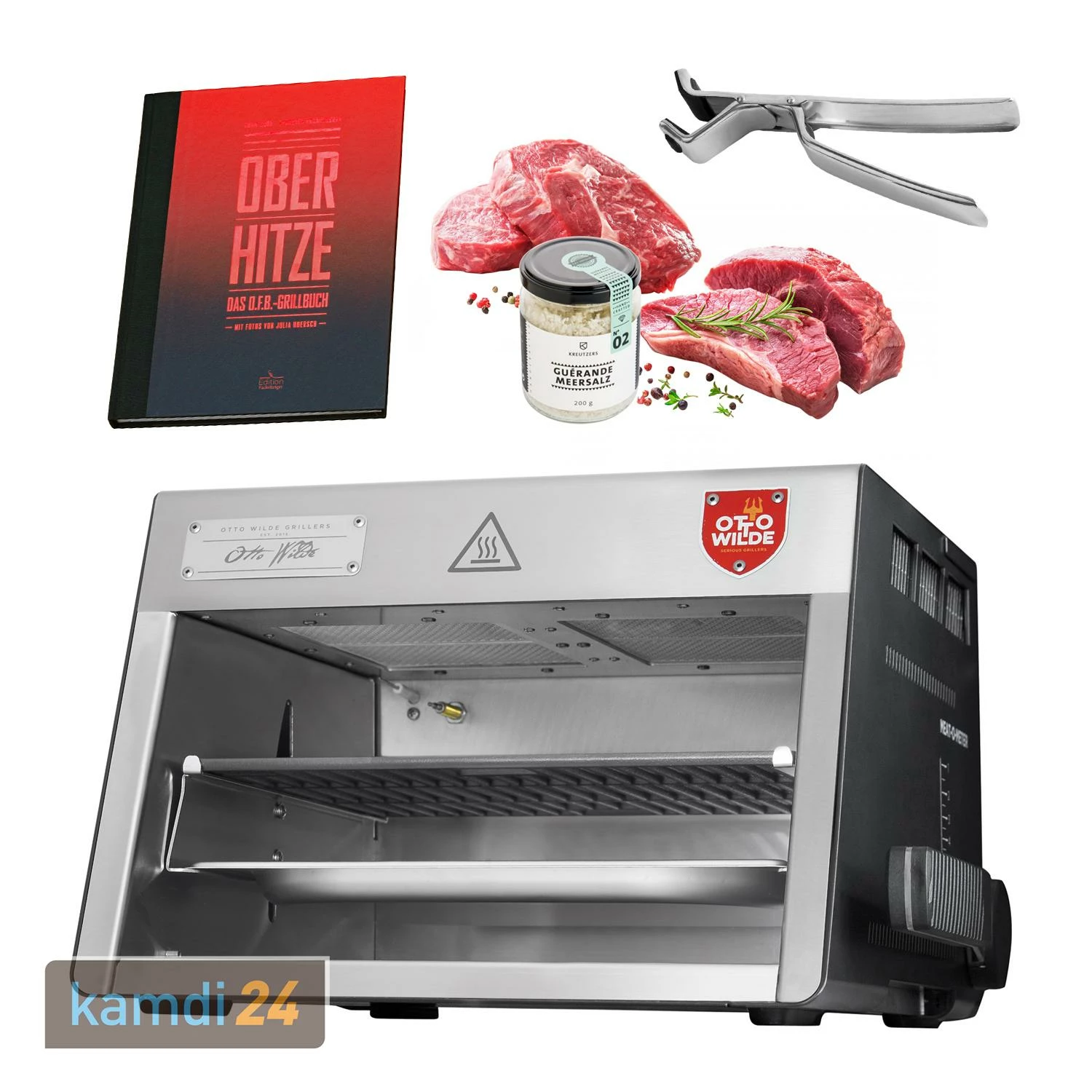 Otto Wilde O.F.B. Gasgrill + Zange + Oberhitze Grillbuch + Kreutzers Premium Rindfleisch-Paket 3 Otto Wilde O.F.B. Gasgrill + Zange + Oberhitze Grillbuch + Kreutzers Premium Rindfleisch-Paket