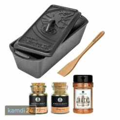 Petromax Kastenform K4 Inkl. Deckel Geschenkset Mit Holzspachtel Und Ankerkraut Gewürzen