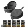 Set Camp Chef & Don Marco´s Barbecue: 25th Anniversary Cast Iron Set, 4 BBQ Gewürze & Meersalz -Outdoorchef-ausverkauf set camp chef don marcos barbecue 25th anniversary cast iron set 4 bbq gewuerze meersalz