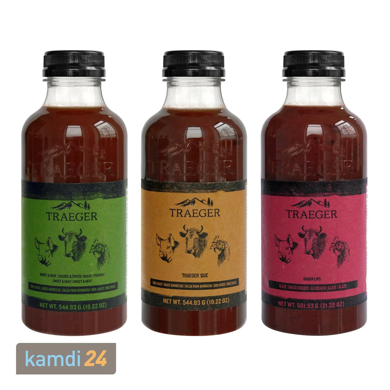 Traeger BBQ Soße 3er-Set: Sweet & Heat, Traeger 'Que, Sugar Lips 3 Traeger BBQ Soße 3er-Set: Sweet & Heat, Traeger 'Que, Sugar Lips