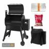 Traeger PRO D2 780 Pellet Grill Schwarz Inkl. Abdeckhaube, Ablaufblech-Schutzfolie + Hartholz Pellets Cherry 9 Kg