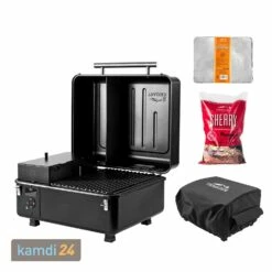 Traeger RANGER Pellet Grill Inkl. Abdeckhaube, Ablaufblech-Schutzfolie + Hartholz Pellets Cherry 9 Kg