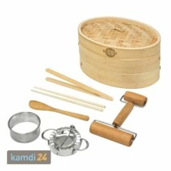 Yakiniku Dampfkorb Bambus Mit Dumpling-Zubehör